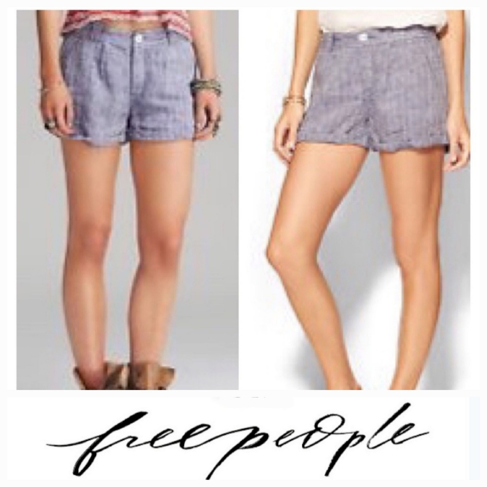 Free People Linen Cuffed Shorts